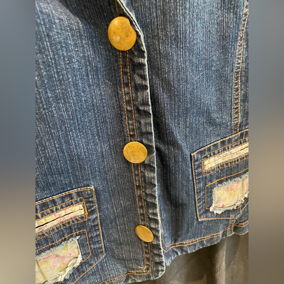 VSSP denim blazer jacket with floral details - Picture 6 of 9